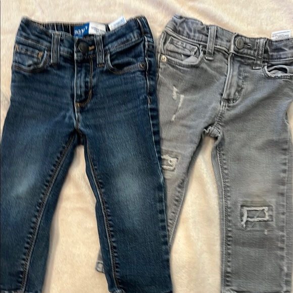 Dark Blue and Light Gray Distressed Jeans - Picture 1 of 4